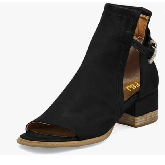 FSJ Women Peep Open Toe Sandals Boot Cut Out Buckle Ankle Bootie Comfortable - Picture 1 of 8